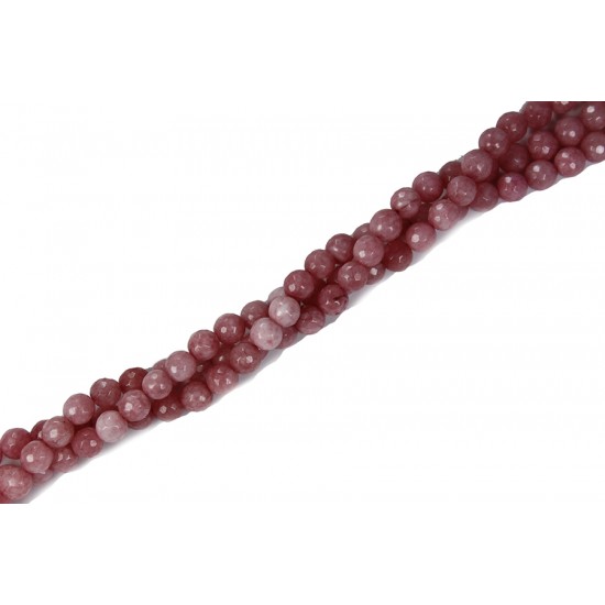 Fasetli Ruby Pembe Doğal Taş Boncuk 8 mm