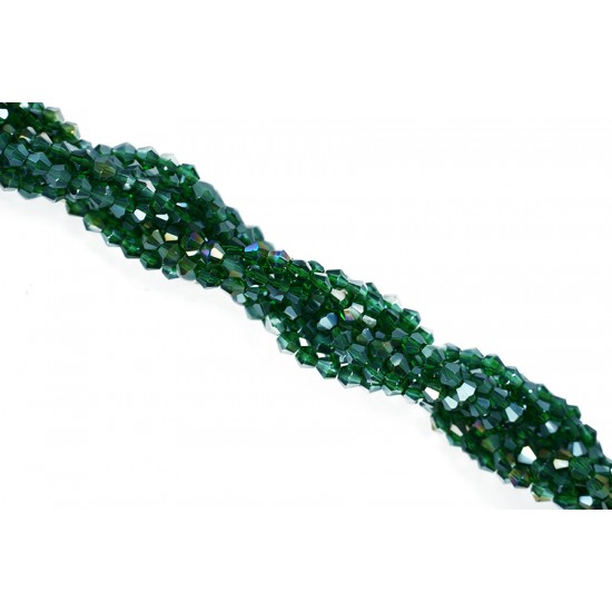 Koyu Yeşil Köşeli Prizma Kristal Boncuk 4 mm
