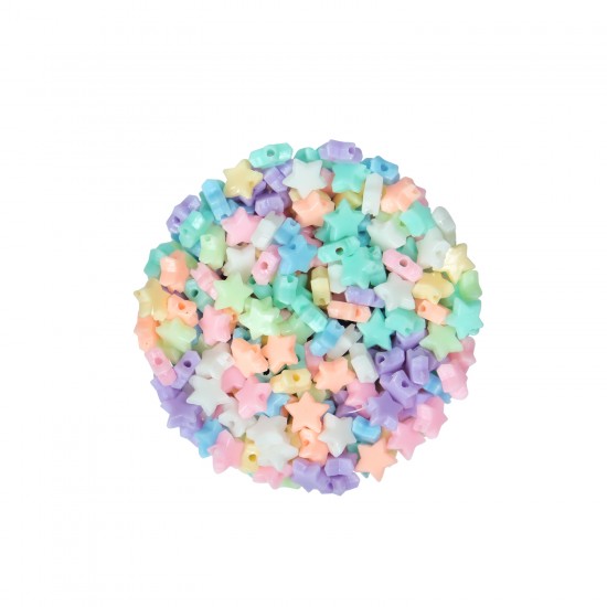 Yıldız Figürlü Plastik Boncuk Karışık Renk Soft Küçük