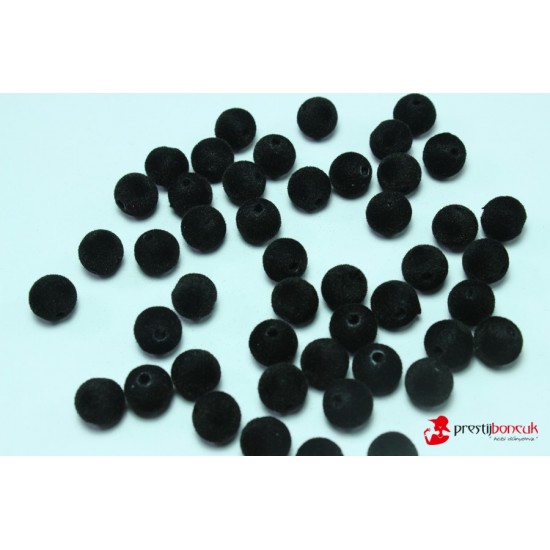 Siyah Kadife Plastik Boncuk  - 100 gr