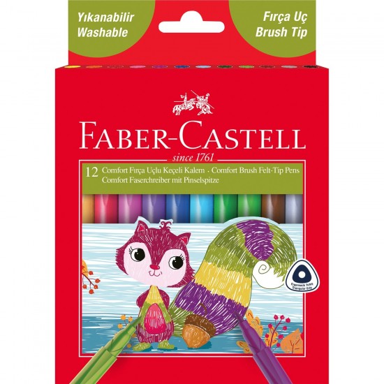 Faber-Castell Comfort Fırça Uçlu Keçeli Kalem, 12li
