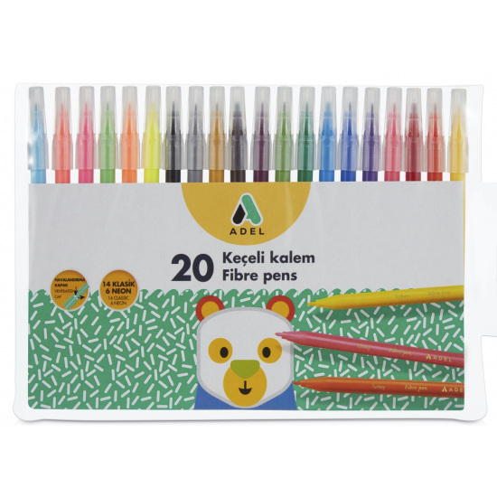 Adel Keçeli Kalem Karışık 20 Renk