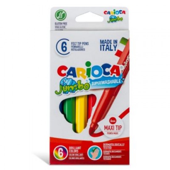 Carioca Jumbo Süper Yıkanabilir Keçeli Boya Kalemi 6lı