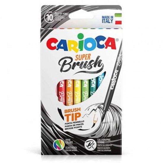 Carioca Süper Brush Fırça Uçlu Keçeli Boya Kalemi 10 Renk