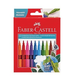 Faber Castell Comfort Keçeli Kalem Bio Plastik Gövdeli Fırça Uçlu 12 Renk 