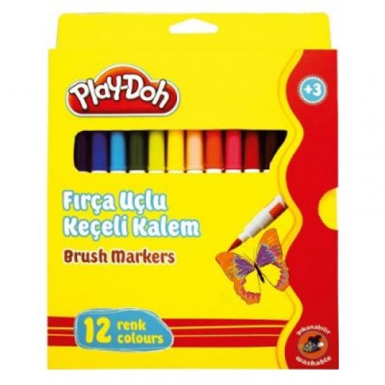 Play-Doh Fırça Uçlu Keçeli Kalem 12 Renk