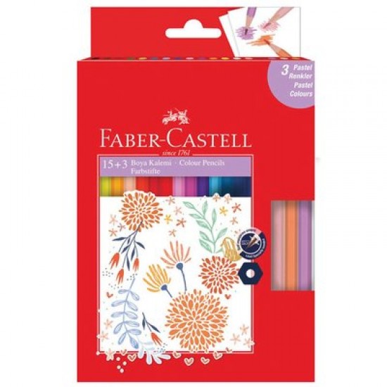 Faber-Castell Boya Kalemi 15+3 Pastel Renk (Fsc) 15262