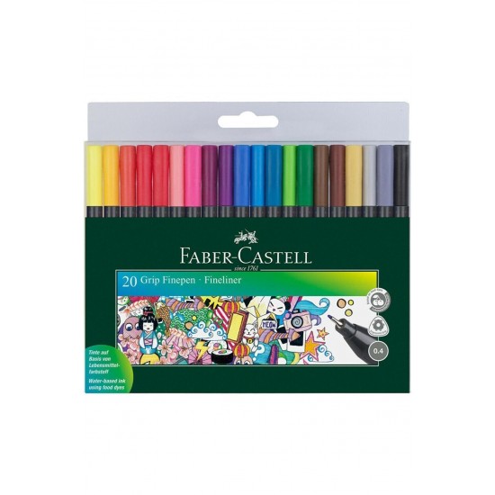 Faber-Castell Grip Finepen 0,4mm 20'li Keçeli Kalem