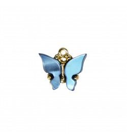 Sedef Taşlı Kelebek Figürlü Kolye Ucu Açık Mavi Renk