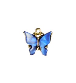 Sedef Taşlı Kelebek Figürlü Kolye Ucu Mavi Renk