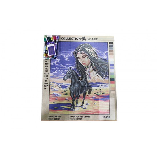 Goblen Seti | 40X50 | Siyah At ve Kız 