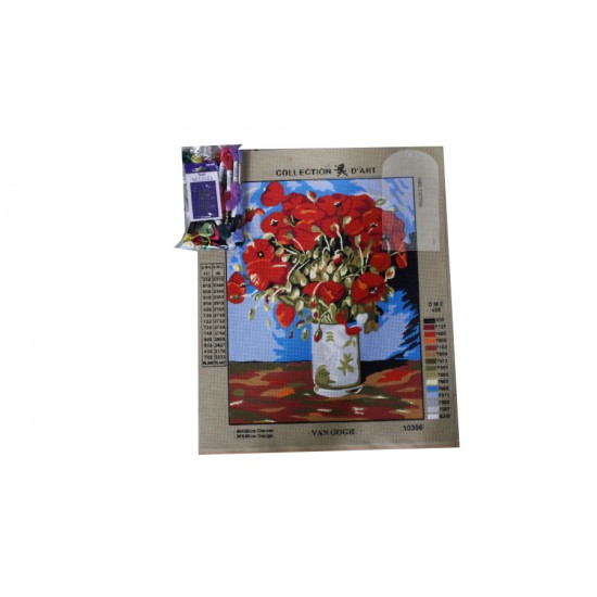 Goblen Seti | 22X30 | Kırmızı Çiçekler