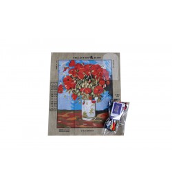Goblen Seti | 30x40 | Kırmızı Çiçekler 
