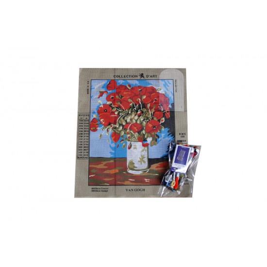 Goblen Seti | 30x40 | Kırmızı Çiçekler 