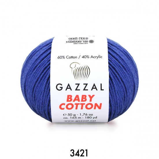 Gazzal Baby Cotton Saks Mavi Bebek Yünü-3421