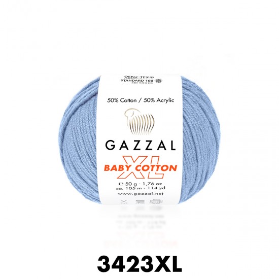 Gazzal Baby Cotton XL Açık Mavi Bebek Yünü-3423XL