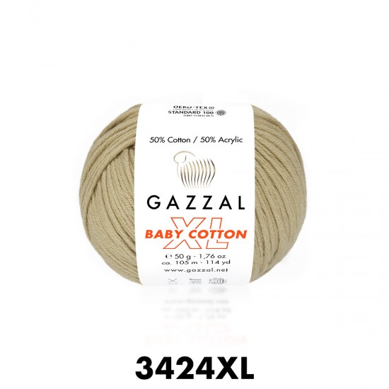 Gazzal Baby Cotton XL Bej Bebek Yünü-3424XL