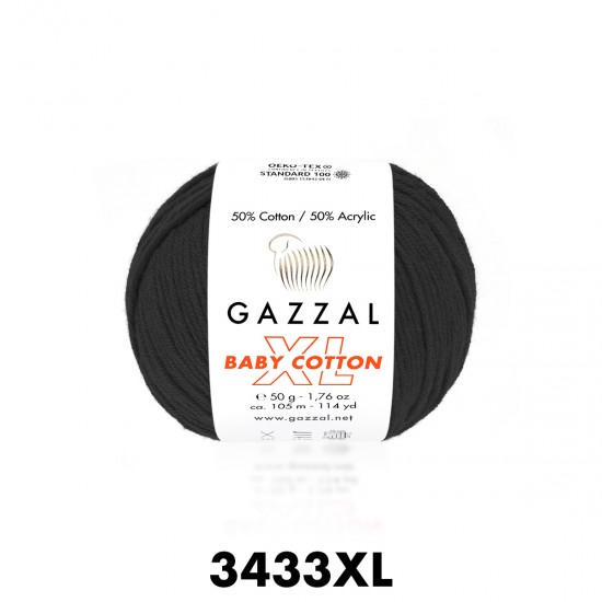 Gazzal Baby Cotton XL Siyah Bebek Yünü-3433XL