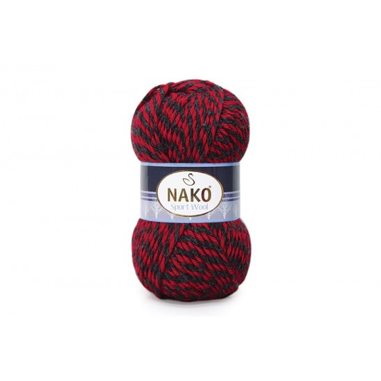 Nako Sport Wool Kırmızı Siyah Muline-21343