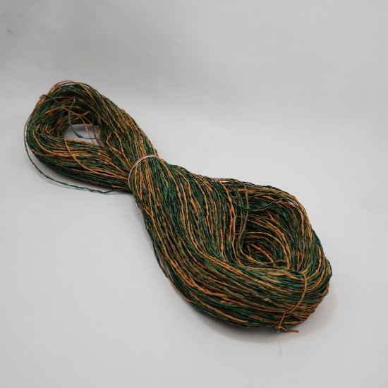 Ebruli Kağıt İp Çanta ve Şapka Örgü İpi Yeşil Turuncu Tonları